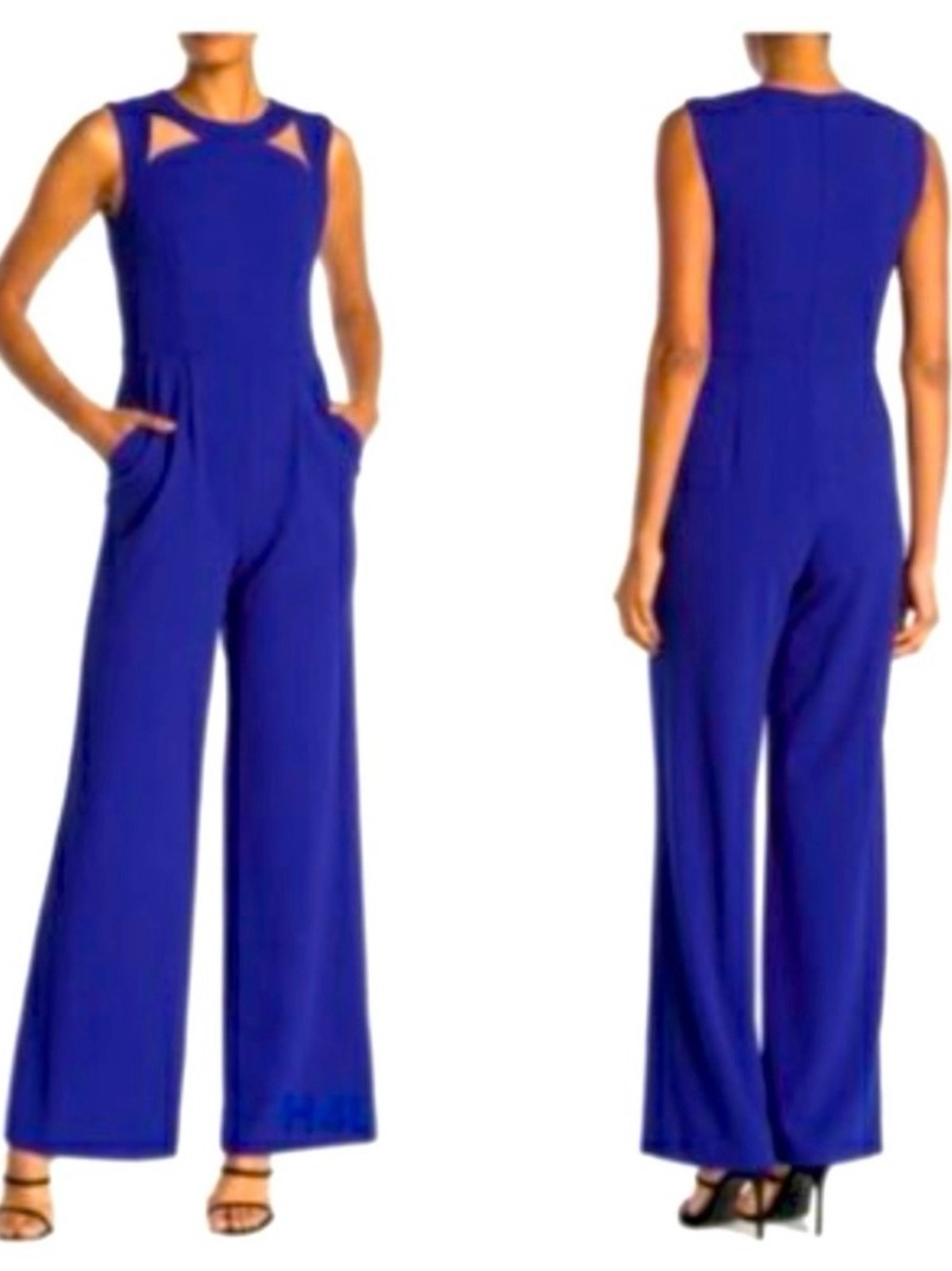 Calvin Klein Blue Sleeveless Cutout Jumpsuit w/ Pockets - Size 2